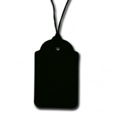 100 x Plain Black Stringed Card Clothing Tags 70mm x 40mm